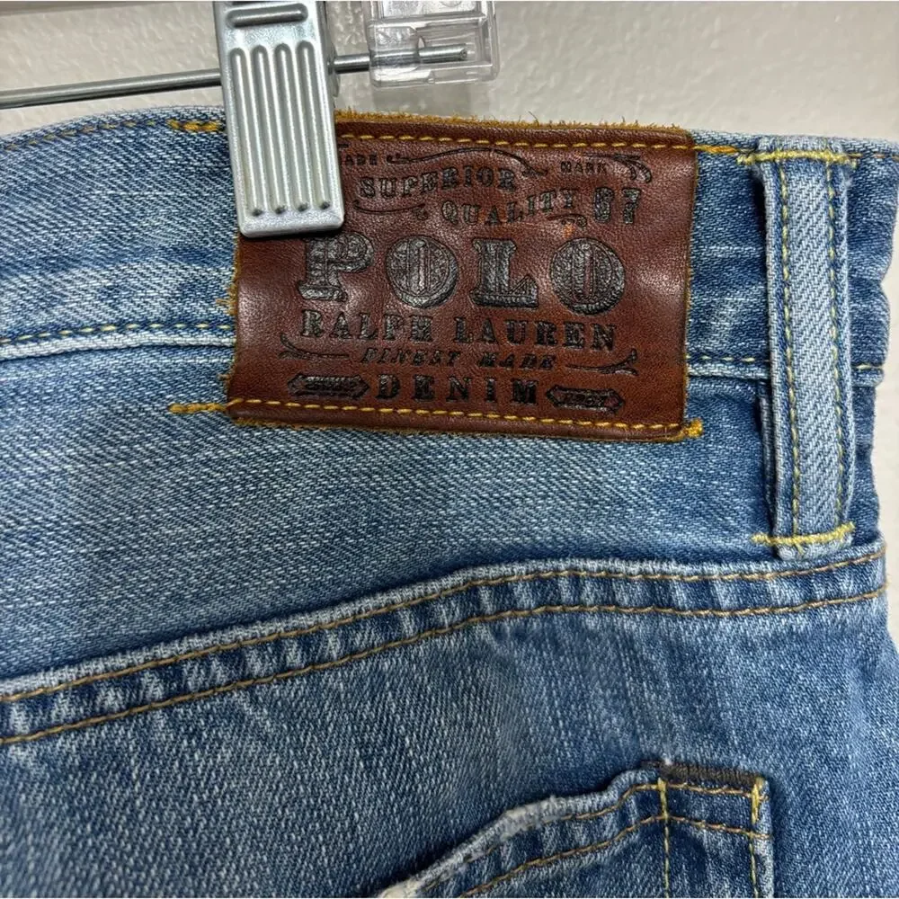 Polo Ralph Lauren Medium Wash Distressed Straight Leg Jeans - Size 36x32